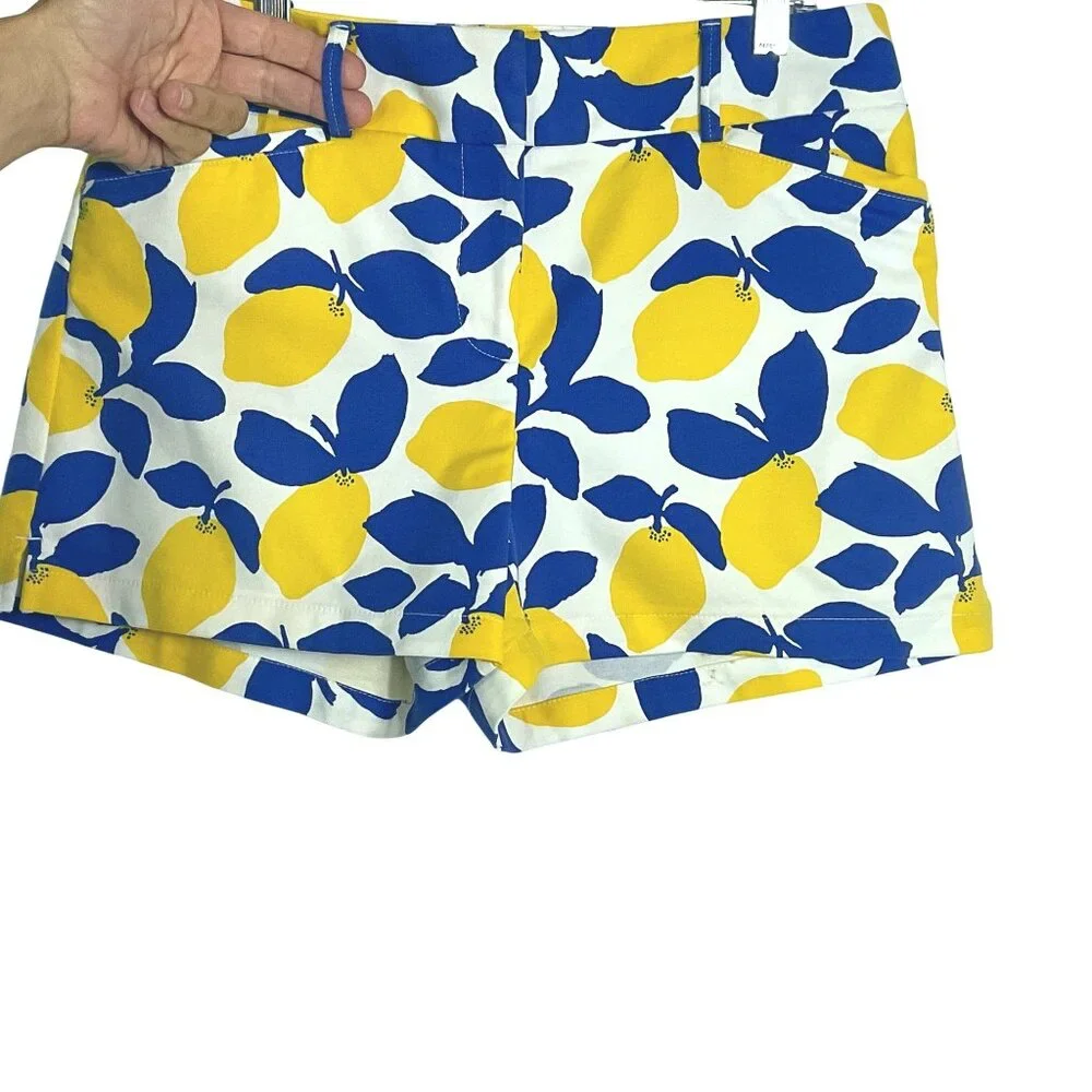 LOFT Riviera Shorts Lemon Print, size 2, cotton/rayon/spandex, Pockets